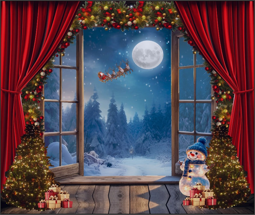 Telón navideño decorativo en Tela   1.60 Alto x 3 Ancho - Ambientación mágica para tus fotos navideñas 🎁 ENVIO GRATIS+ PAGO CONTRAENTREG